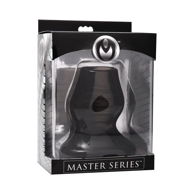 black Master Series Excavate hollow tunnel anal plug in clear-front box
