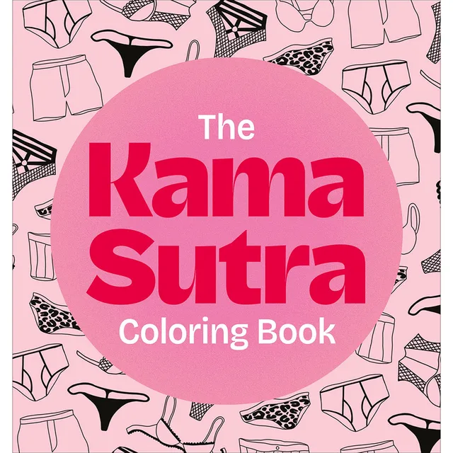 The Kama Sutra Coloring Book pink cover with large circular title panel