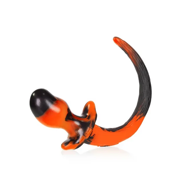 Oxballs Beagle orange black swirl plug with long curved puppy tail