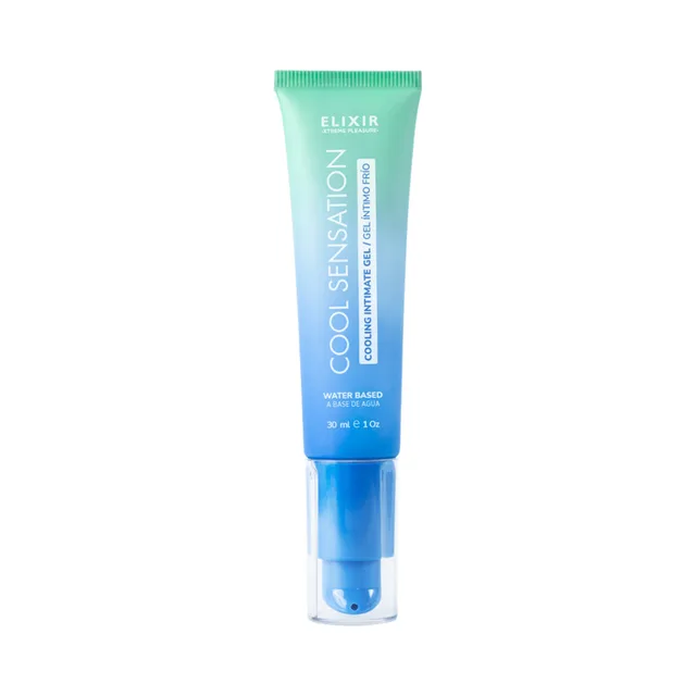Elixir Cool Sensation Intimate Gel 1 oz front view of gradient pump tube