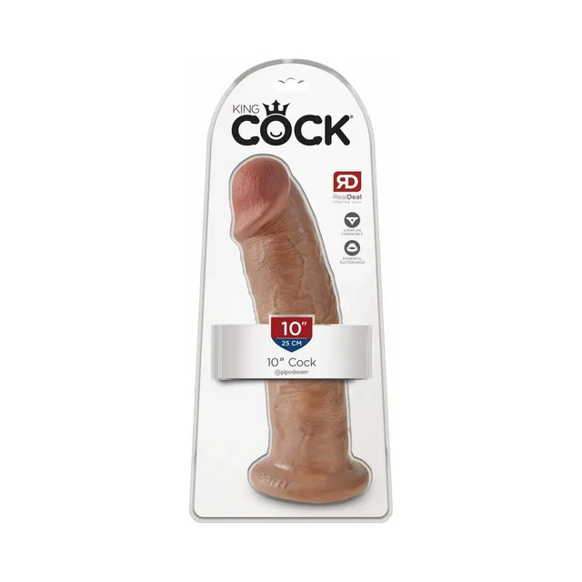 Pipedream King Cock Tan 10 Inch Dildo inside clear-front blister package