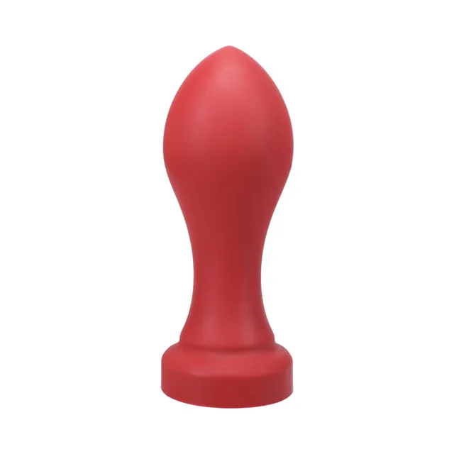 Front view of Ruby Tantus H-Bomb with large oval head and round base