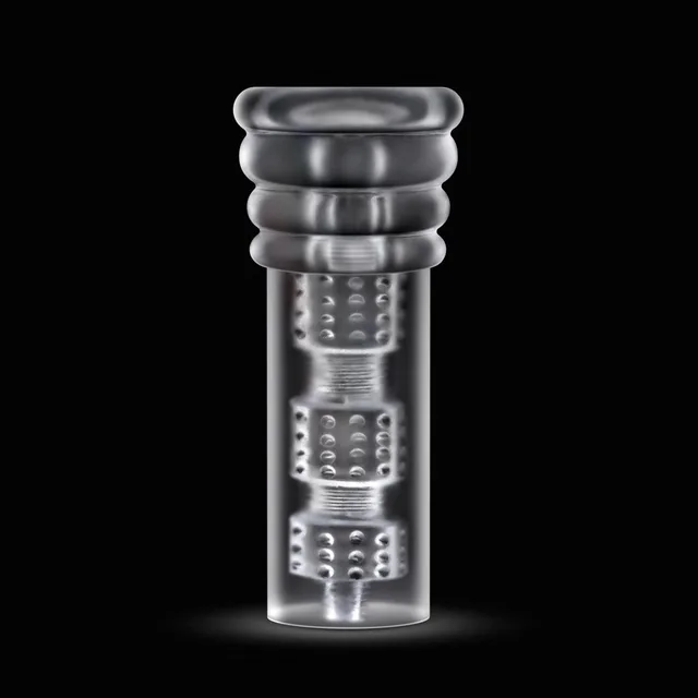 Blush RIZE Luz clear multi-chamber textured stroker upright chambered sleeve on black