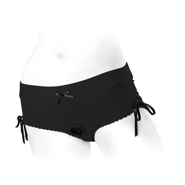 SpareParts Sasha black size XL front view with round center opening