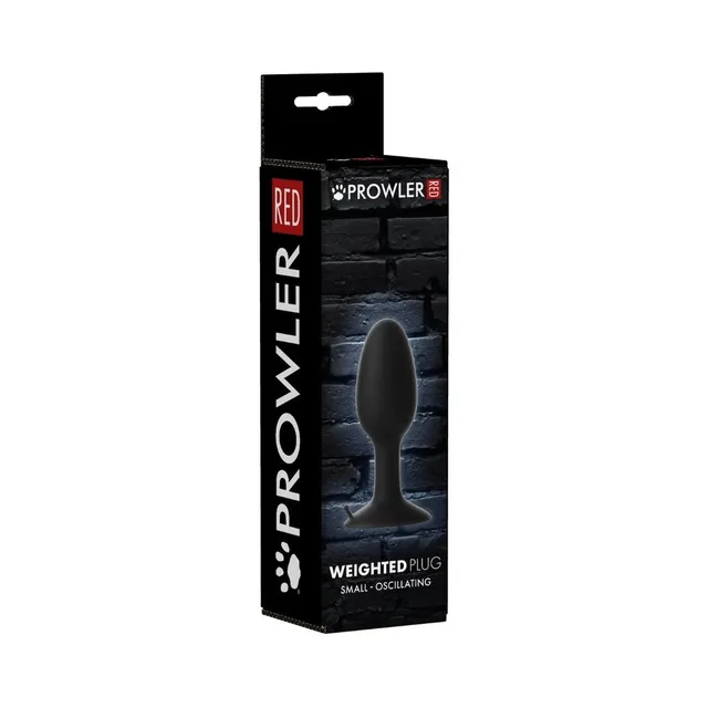 Prowler RED small black weighted butt plug retail box