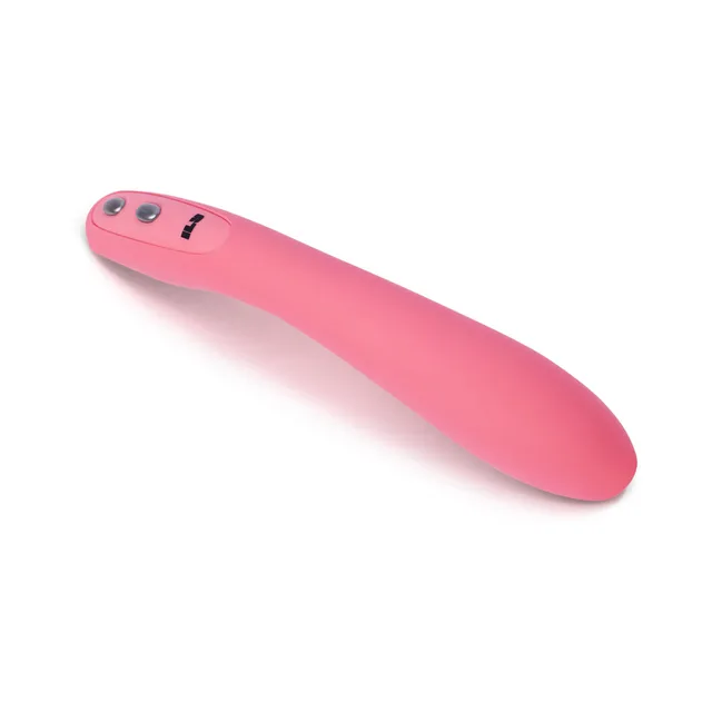 Three-quarter view of curved pink ILY Wand with rounded tip