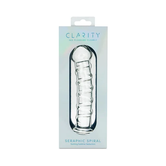 Clarity Seraphic Spiral clear ribbed glass dildo in pale box
