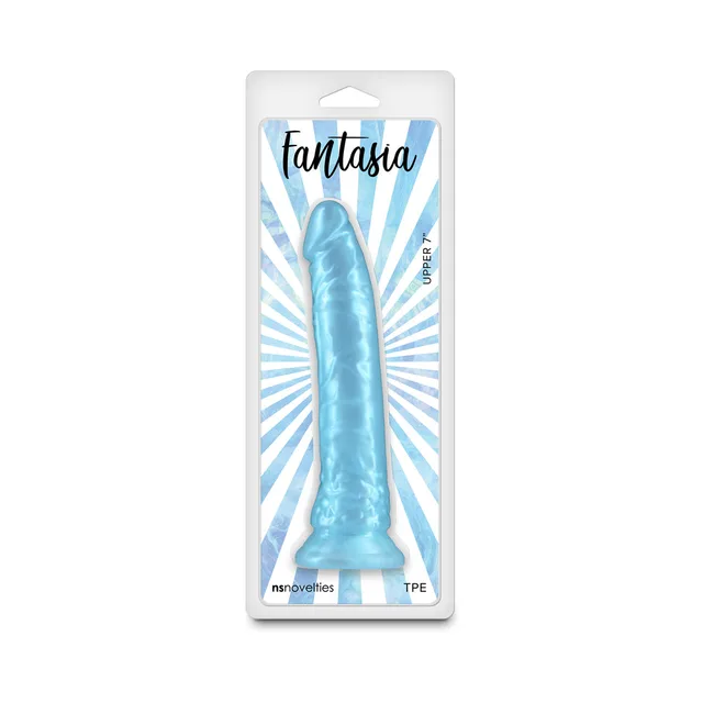 Fantasia Upper turquoise textured TPE dildo in clear hanging blister