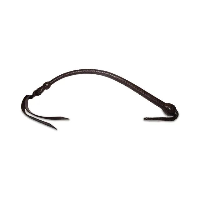 Full view of brown Prowler RED plaited leather whip