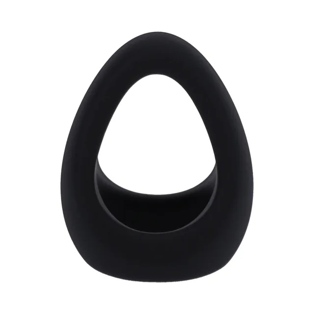 Front view of black triangular Stirrup ring
