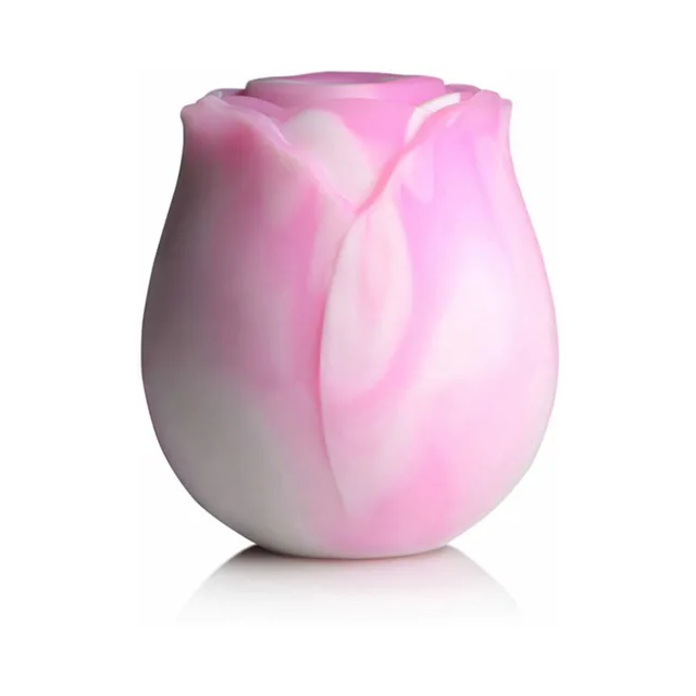 Front view of light pink and white rosebud stimulator