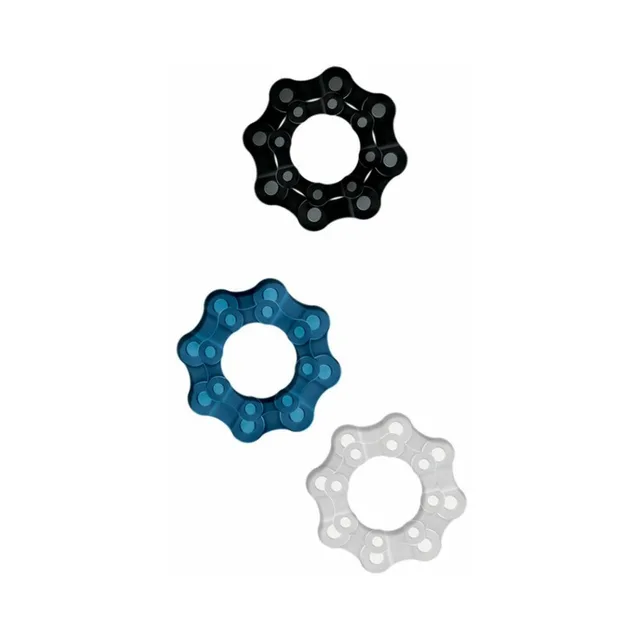 Chain Gang Assorted Rings loose black blue and clear scalloped rings