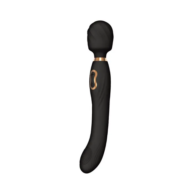 Front view of black The Beat curved wand and round head