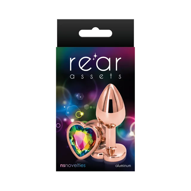 Small rainbow heart Rear Assets rose gold plug package