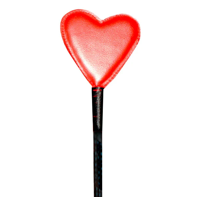 Ruff Doggie Styles red heart-shaped crop with long black shaft and textured handle