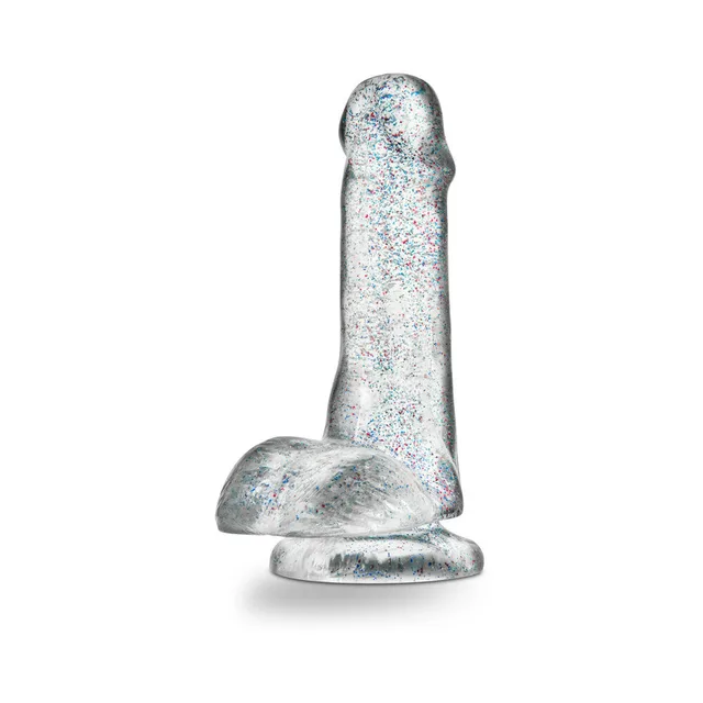 Clear Glitter Cock 6-inch dildo upright front view