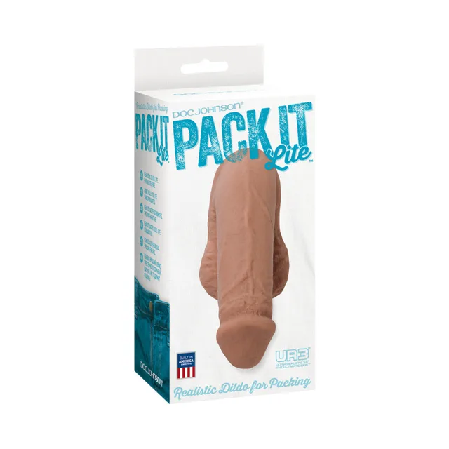 Doc Johnson Pack It Lite white retail box with light brown packer image