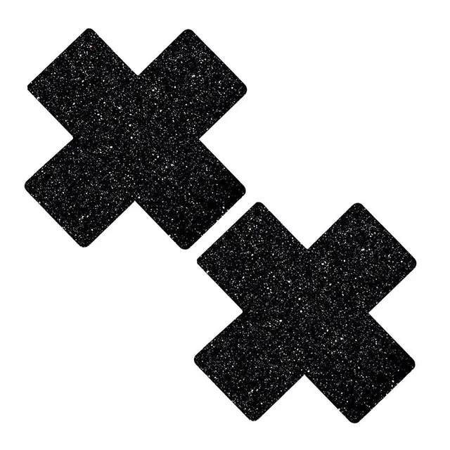 Pair of black glitter Neva Nude X-shaped pasties