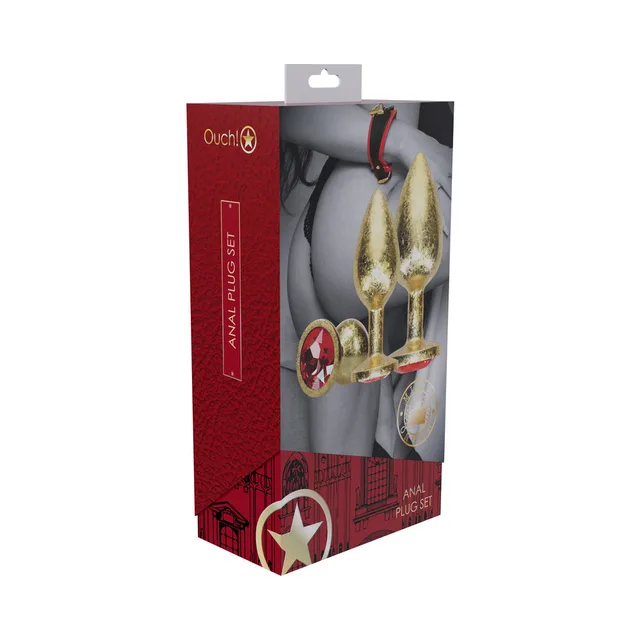 Ouch International Milan three-piece gold anal plug set box