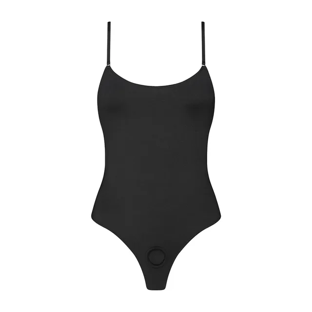 Black Strap-On-Me Body Signature one-piece harness bodysuit in size S