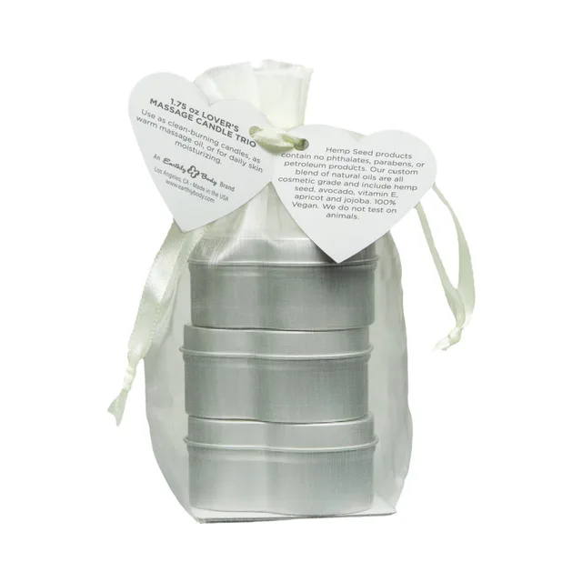 Rear view of Valentine candle trio bag and heart-shaped hangtag