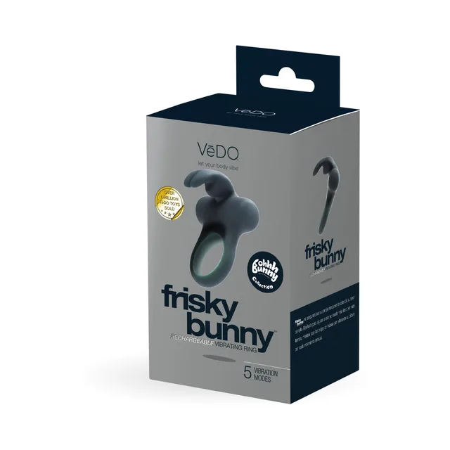 VeDO Frisky Bunny Black Ring gray retail carton three-quarter view