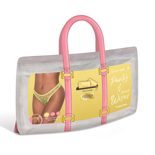 Magic Silk Sweetums pina colada star-mesh tanga combo pack in display bag