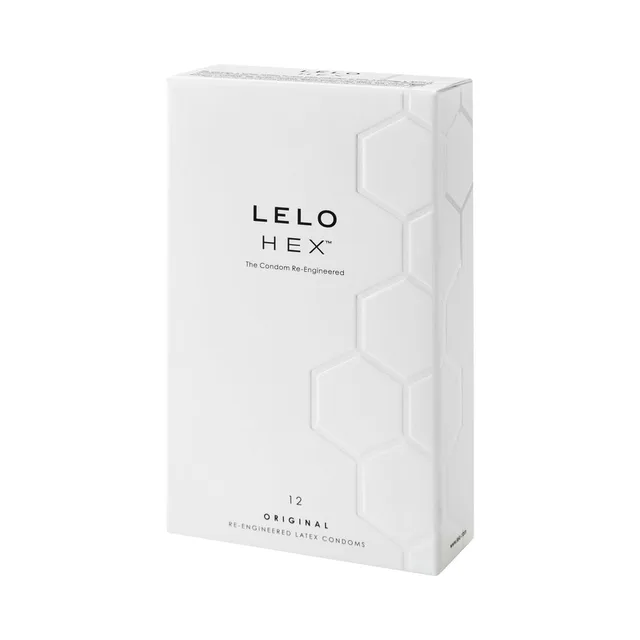 Angled white LELO HEX Original 12-count box
