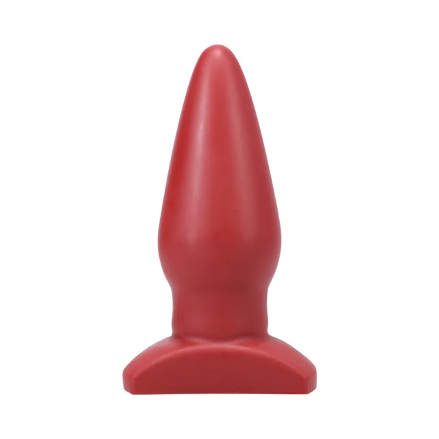 Front angle of red Tantus Ringo with tapered bulb and broad base