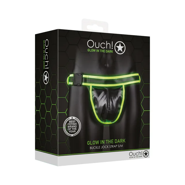 Ouch neon-green buckle jock strap S/M retail box
