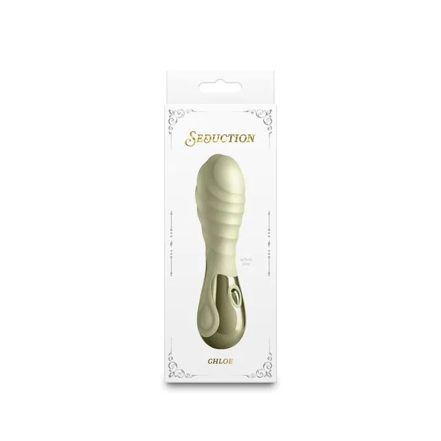 metallic green Seduction Chloe ribbed vibrator in white box