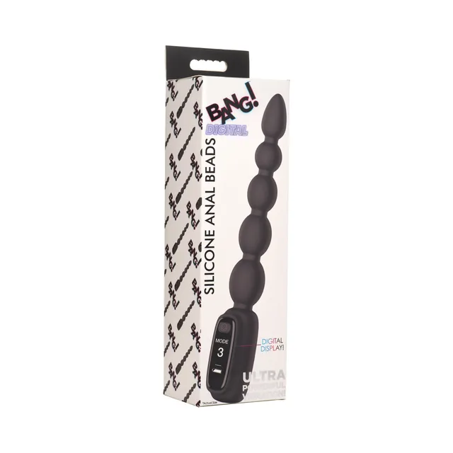 BANG black five-bead silicone vibrator on tall white retail box