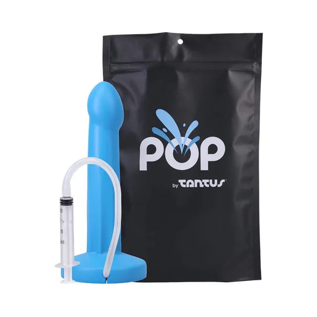 Lagoon blue Tantus POP kit with black bag syringe and clear tube