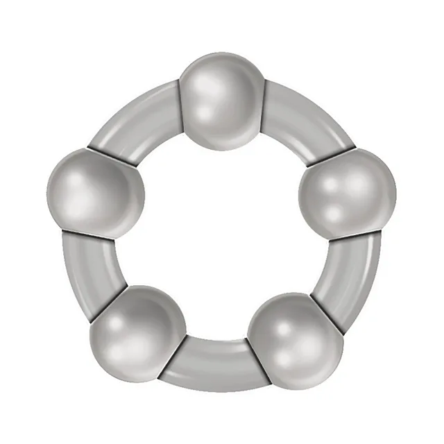 Zero Tolerance Three Amigos beaded ring set small translucent ring with six rounded beads around segmented band