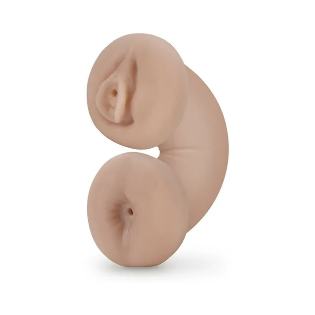 Beige Double Trouble stroker showing two shaped openings