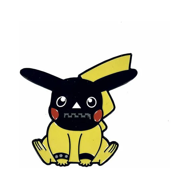 yellow Kami Creature enamel pin with black ears and black face covering