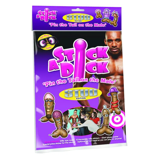 Stick A Dick Stud Game purple illustrated hanging game package front