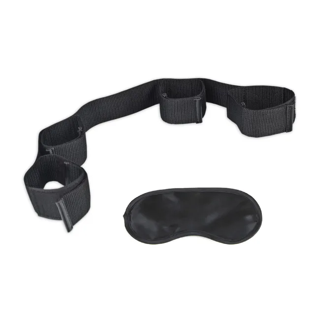 Lux Fetish Bondage Buddy black multi-loop restraint laid flat