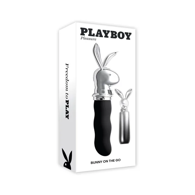 Playboy Bunny On the Go 2 chrome vibrator in white retail box