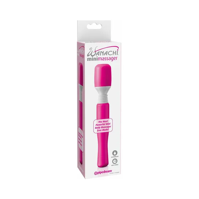 Pink Mini Wanachi wand massager in white retail box