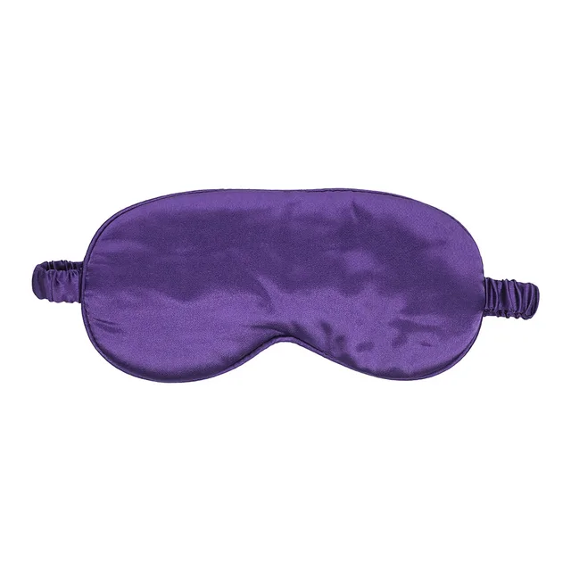 Front view of purple Ouch satin blindfold with gathered strap