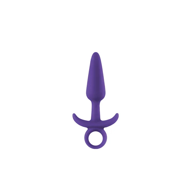 INYA Prince Small Purple Silicone Plug isolated front view with winged ring base