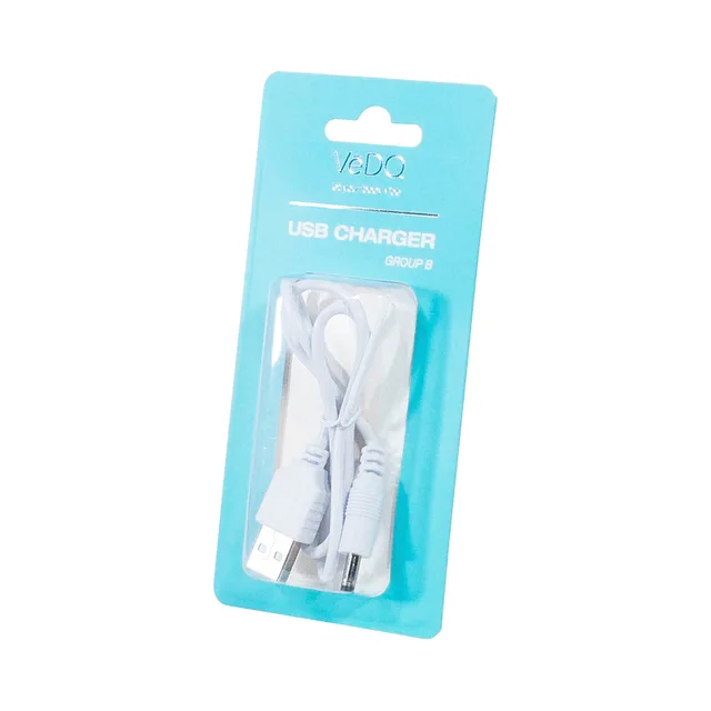 VeDO USB Charger B angled package with USB plug and slim connector