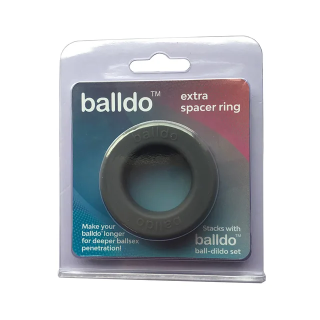 steel-grey Balldo extra spacer ring in clear hanging retail case
