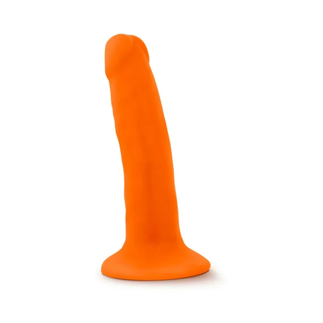 Neon orange Neo 6-inch dildo upright front view