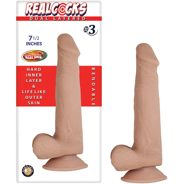 Realcocks No. 3 Flesh 7.5-Inch Dildo in blister package