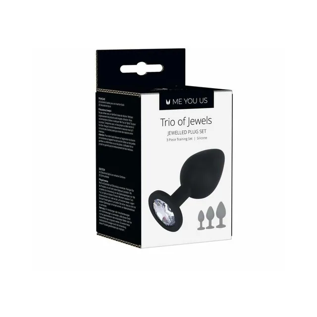 Me You Us black Trio of Jewels three-plug set retail box