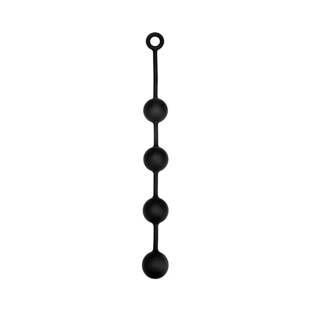 Straight view of large black four-bead strand