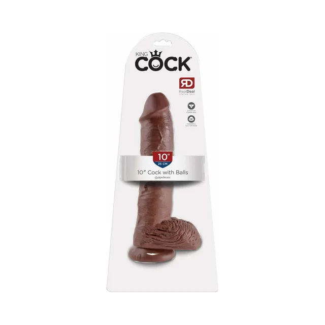 Pipedream King Cock 10-Inch Brown Dildo with Balls retail card front