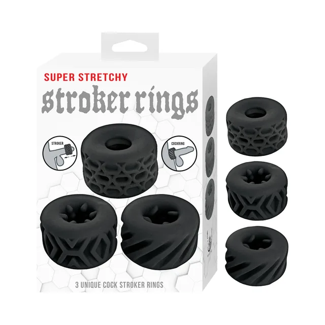 Super Stretchy Stroker Rings 3 Pack Black